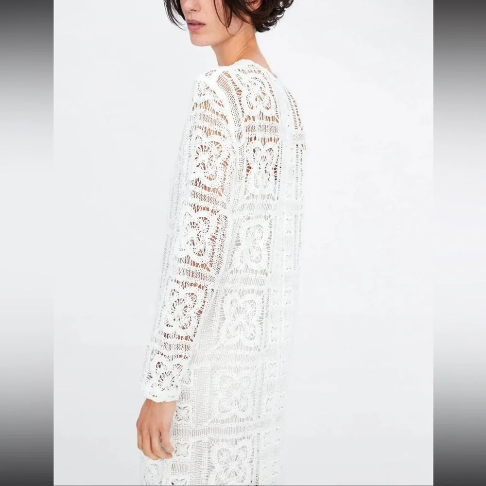 Zara boho crochet knit midi dress blogger favorite - Picture 3 of 9